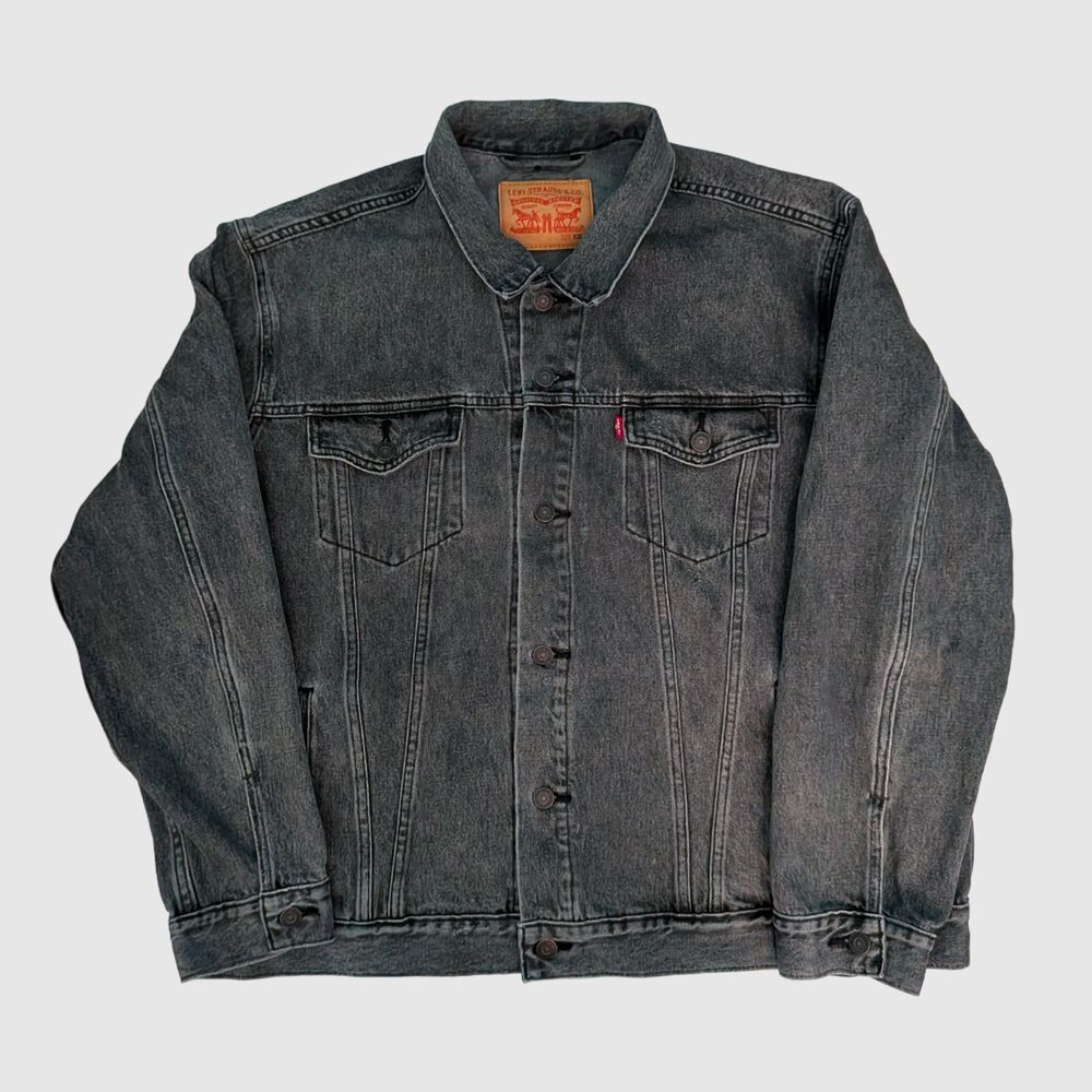 Levis Trucker Jacket Mens XXL Denim Jean Charcoal Wash Casual Western Streetwear